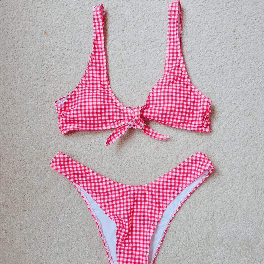 🆕check pattern bikini / plaid checkered ribbon